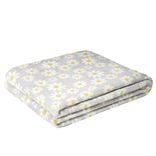 Plaid polaire gris doux motif marguerites 130x160cm