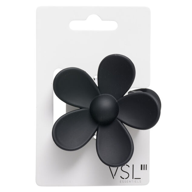 Pince à cheveux fleur plastique mat uni 7,5x4xH7cm (5 modèles)