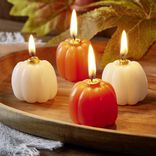 Bougie forme citrouille 4 pi&egrave;ces &Oslash;4,5xH4cm (4 mod&egrave;les)