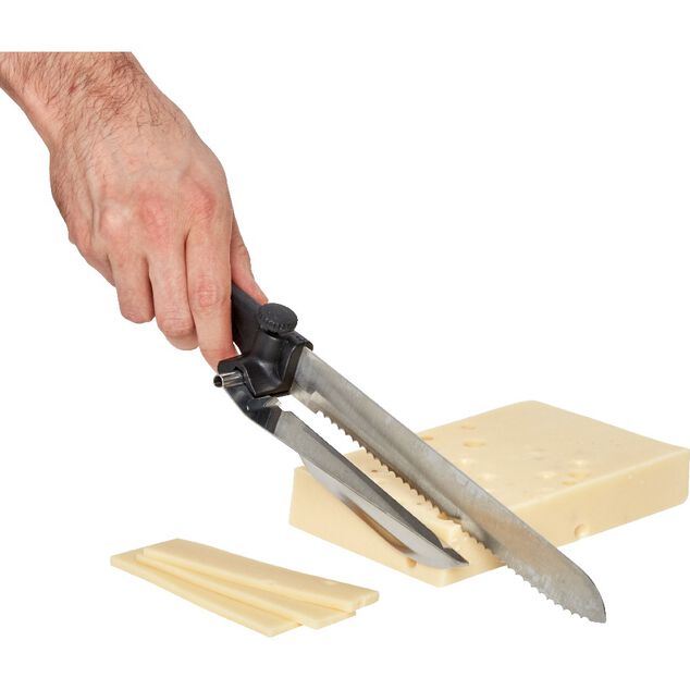 Couteau &agrave; trancher r&eacute;glable noir en inox