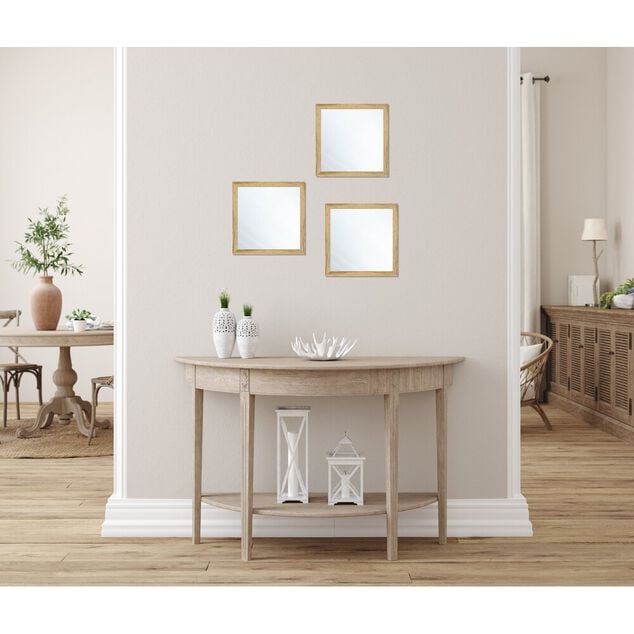 Miroir carr&eacute; x3 en bois 22x22cm