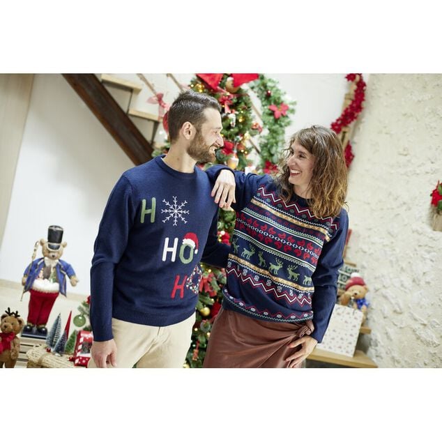 Pull de Noël adulte tricot motif traditionnel S/M ou L/XL