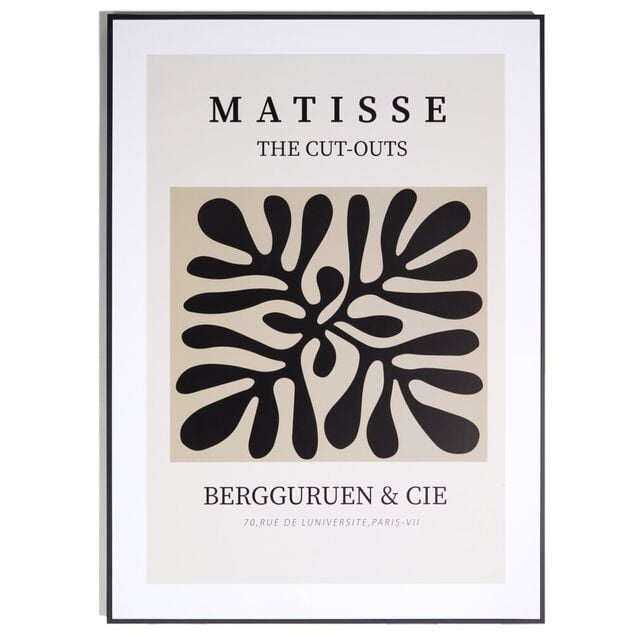 Cadre d&eacute;co en bois inspiration Matisse motif abstrait noir 50x70cm