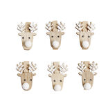 Mini pinces en bois No&euml;l forme de t&ecirc;te de renne 6 pi&egrave;ces
