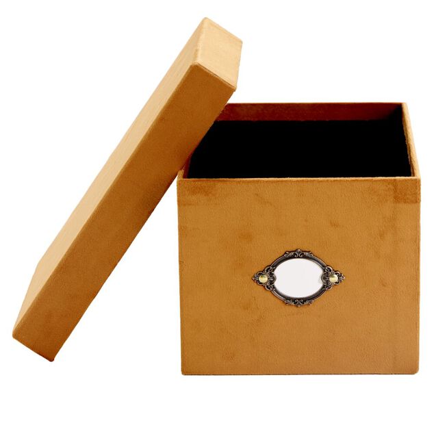Bo&icirc;te de rangement carr&eacute;e velours marron 18x15xH25cm - Taille S