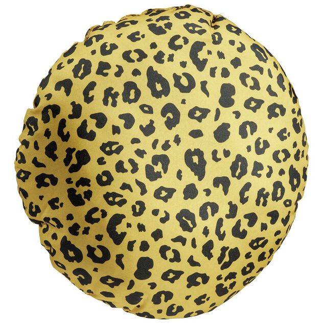 Coussin d'ext&eacute;rieur d&eacute;perlant motif l&eacute;opard jaune et noir &Oslash;40cm