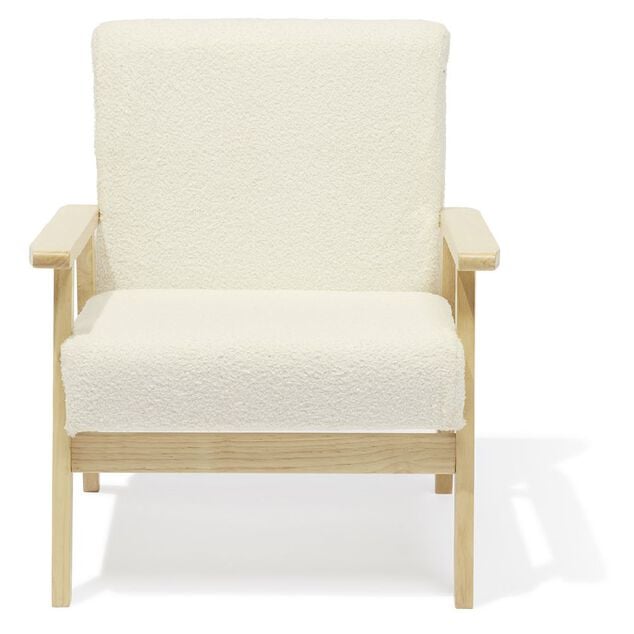 Fauteuil Jos&eacute;phine curly effet laine boucl&eacute;e blanc - L64xP70xH76 cm