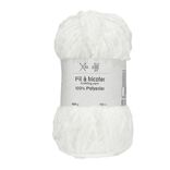 Pelote fil &agrave; tricoter 110m chenille blanc 100gr