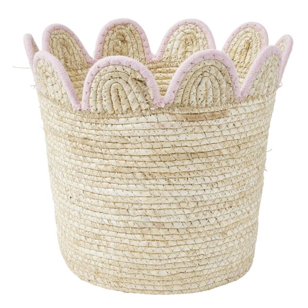 Pani&egrave;re d&eacute;corative fibre naturelle et bord festonn&eacute; &Oslash;26xH26cm (3 mod&egrave;les)