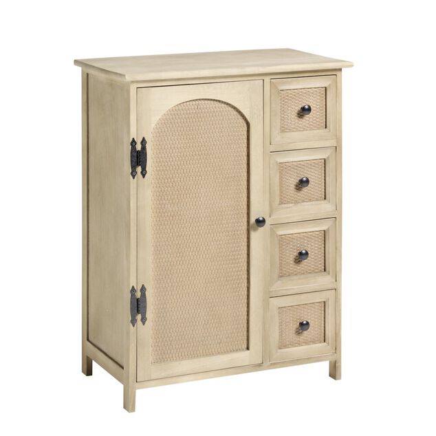 Console Jaya 1 porte et 4 tiroirs bois clair 56xH73x32cm