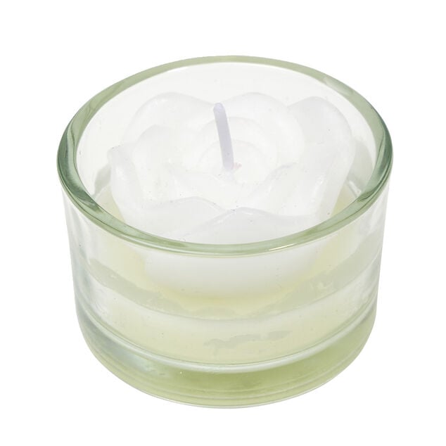 Bougie dans verre forme rose &Oslash;5xH3cm (3 mod&egrave;les)