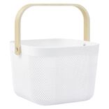 Panier plastique avec anse blanc et naturel - L24 x l24 x H18 cm
