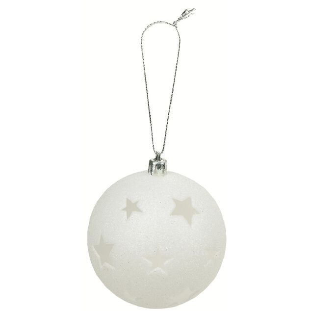 Boule de No&euml;l brillante motif &eacute;toil&eacute;e ajour&eacute;e