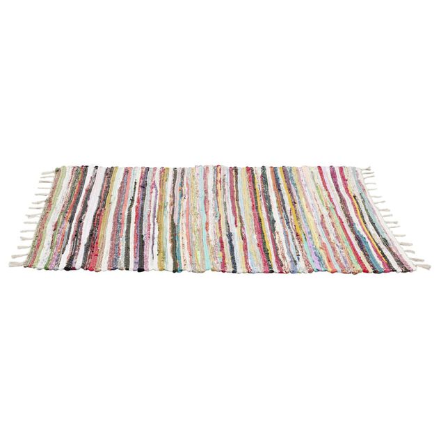 Tapis rectangulaire d&eacute;co chindi rayures multicolores 60x80cm