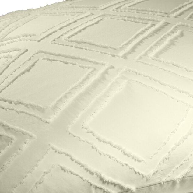 Parure de lit 2 personnes 260x240cm Queen Size uni tuft&eacute; (2 mod&egrave;les beige ou blanc)