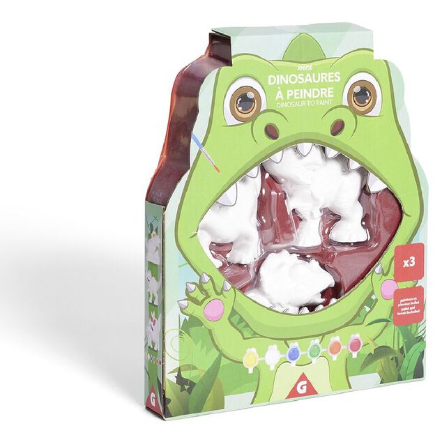 Lot 3 figurines à peindre thème dinosaure - peinture et pinceau inclus