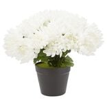 Chrysanthèmes artificiels dans pot - 29 têtes - Blanc