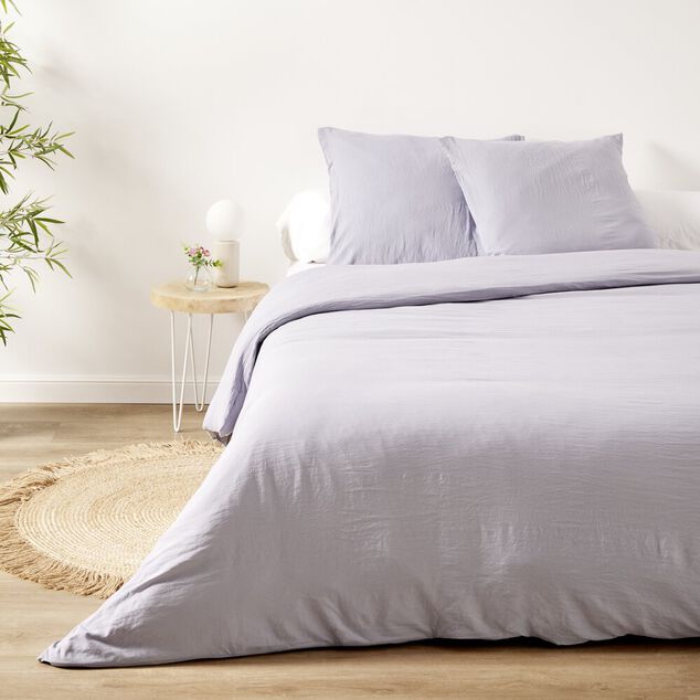 Parure de lit 2 personnes 240x220cm microlavée unie (3 modèles)