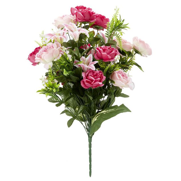 Piquet de fleurs artificielles rose H68 cm