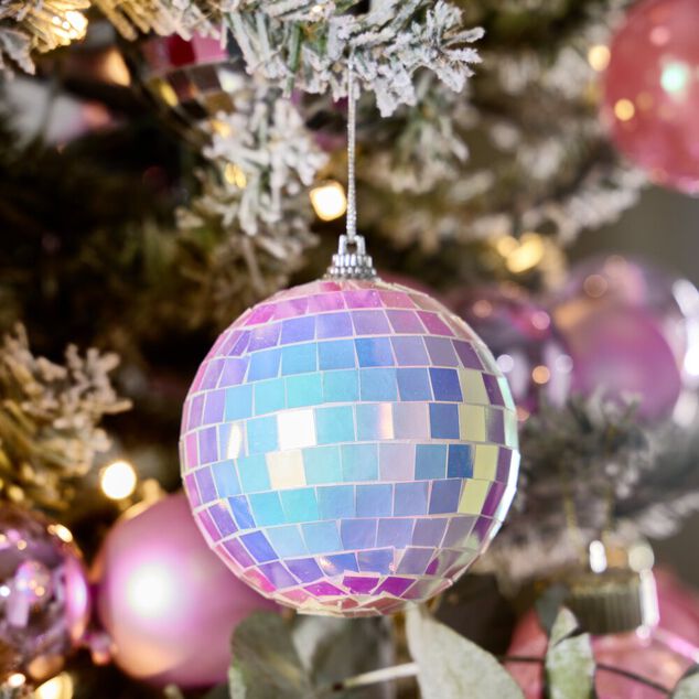 Boule de No&euml;l disco &agrave; suspendre &Oslash;8cm (4 mod&egrave;les)
