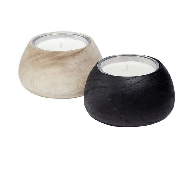 Bougie aluminium et support en bois