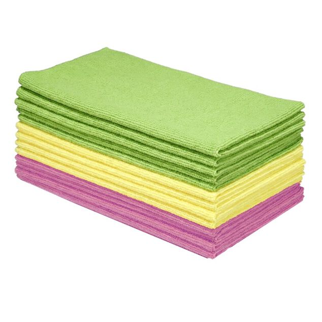 Chiffon microfibre x12 polyester rose jaune vert 30x30cm