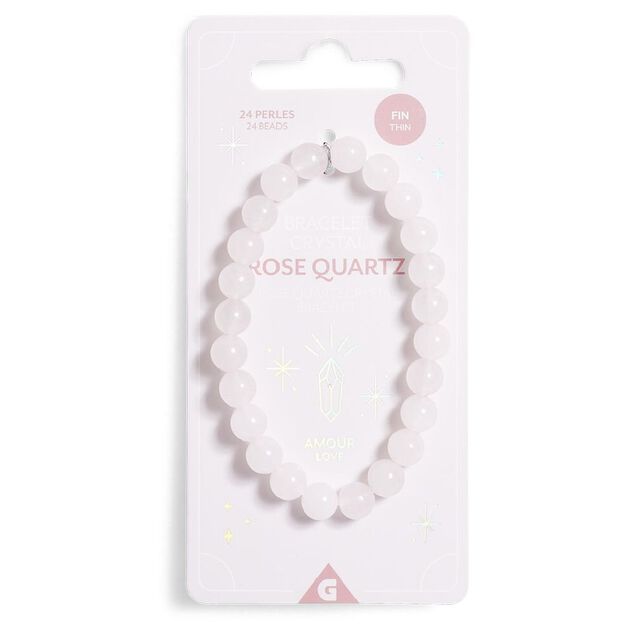 Bracelet crystal large 26 perles quartz rose - Amour