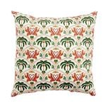 Coussin carr&eacute; style ethnique motifs palmiers et tigres queues forme coeur 40x40cm