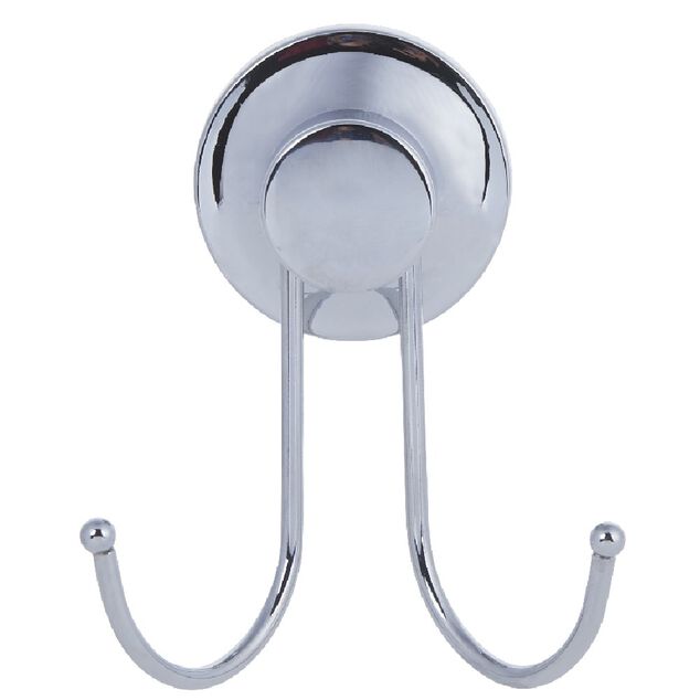 Crochet double à ventouse inox gris