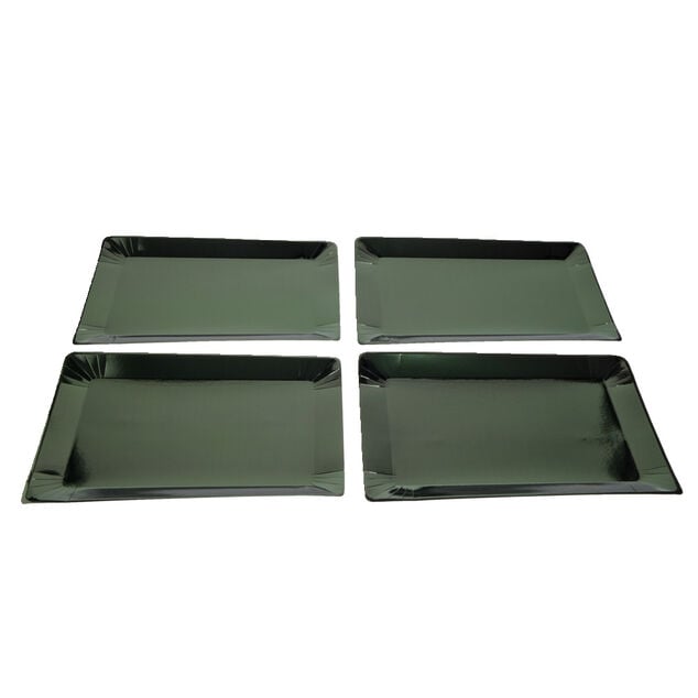 Plateau de présentation rectangulaire x4 en carton vert sapin 28x38cm