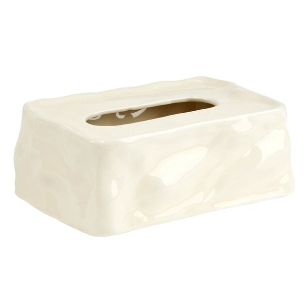 Bo&icirc;te &agrave; mouchoirs en dolomite effet froiss&eacute; 24x15xH9cm (2 mod&egrave;les)