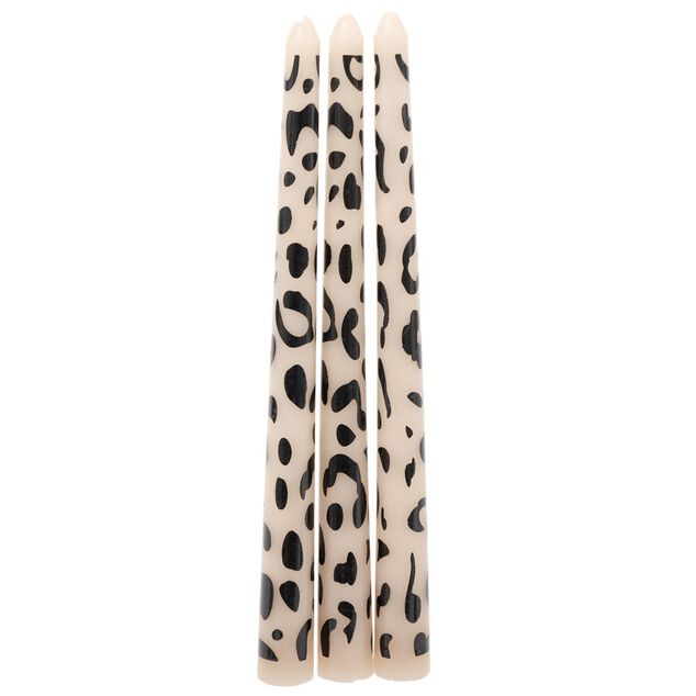 Bougie chandelle cire motif pelage animal &Oslash;2xH25cm (2 mod&egrave;les l&eacute;opard ou z&egrave;bre)