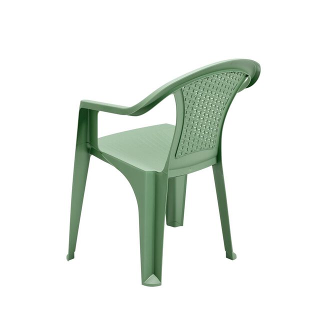 Fauteuil de jardin Viva monobloc plastique tress&eacute; vert 56x53xH80cm