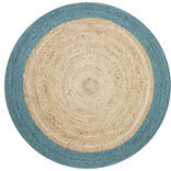 Tapis rond jute  bordure verte &Oslash;90cm
