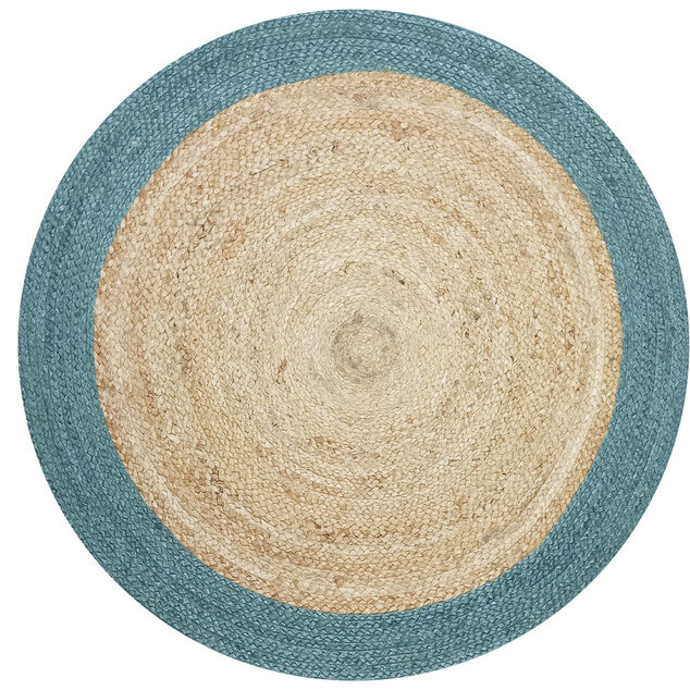 Tapis rond jute  bordure verte &Oslash;90cm