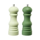 Moulin &agrave; sel et poivre 2 pi&egrave;ces vert clair et fonc&eacute; &Oslash;6xH17,5cm