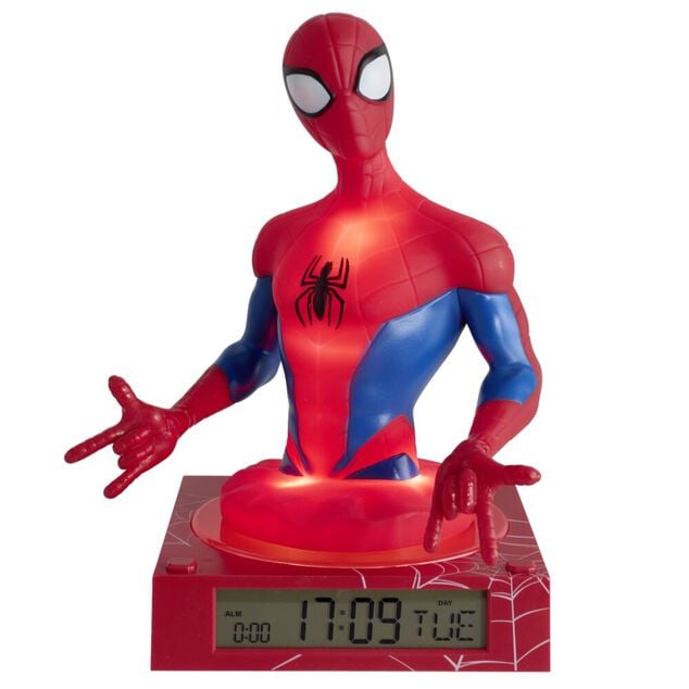 Lampe 3D r&eacute;veil Spier Man avec affichage date rouge 16,5x15xH22cm
