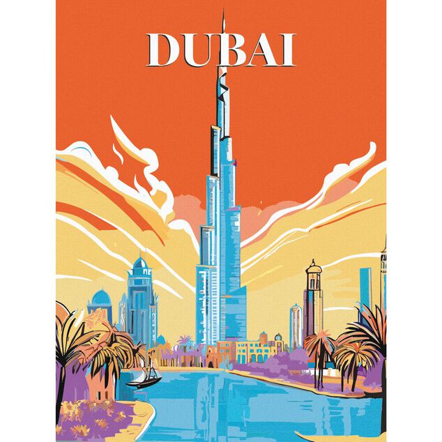 Toile à peindre à numéro motif ville 30x40cm (5 modèles)