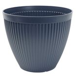 Cache pot plastique rainur&eacute; gris &Oslash;42,5xH36cm