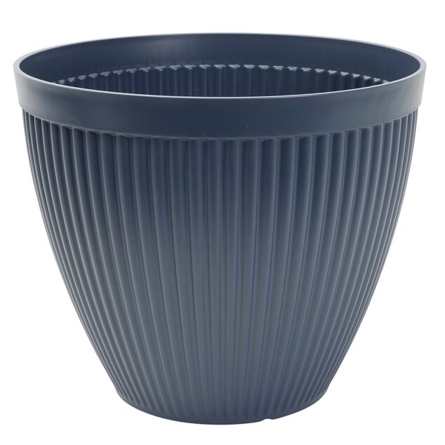 Cache pot plastique rainur&eacute; gris &Oslash;42,5xH36cm
