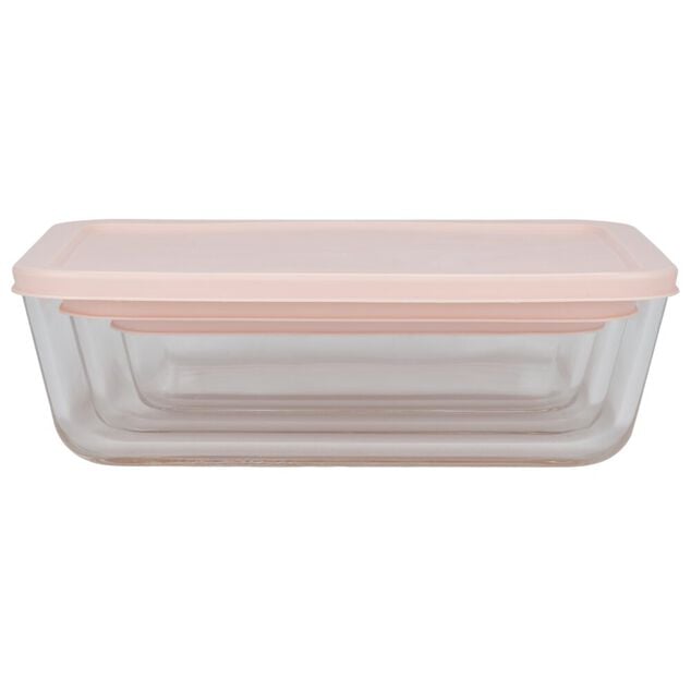 Bo&icirc;te de conservation x3 verre et plastique 820/1550/2650ml (2 mod&egrave;les vert ou rose)
