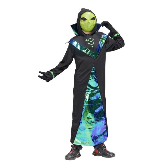 Deguiz'box d&eacute;guisement enfant alien vert masque gants tunique 11/14ans