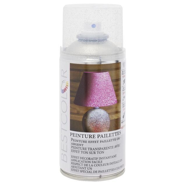 Peinture a&eacute;rosol effet paillet&eacute; Argent 300 ml
