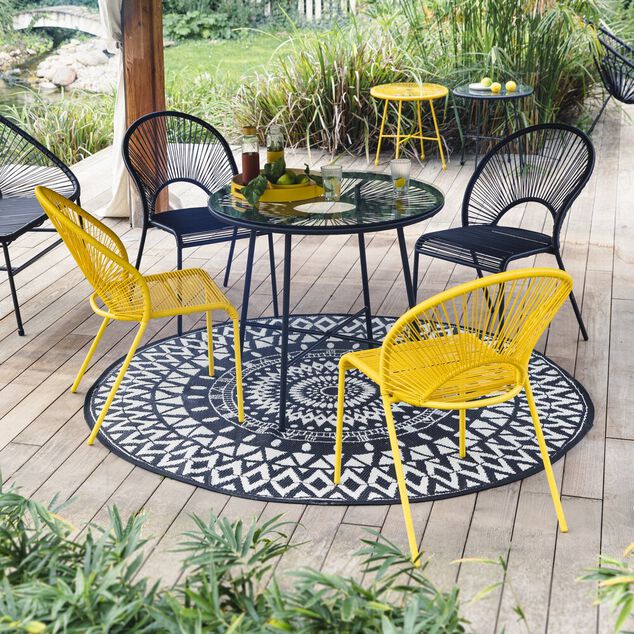 Table de jardin URBAN 2/4 personnes noir &Oslash;85xH76cm