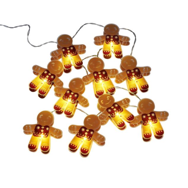 Guirlande lumineuse pain d'&eacute;pice 10LED blanc chaud 1,35m