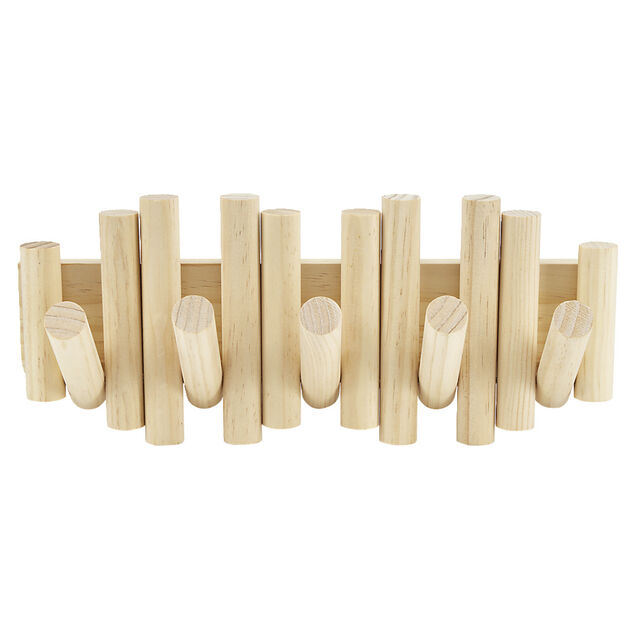 Pat&egrave;re rabattable en bois 5 crochets L38xH16cm