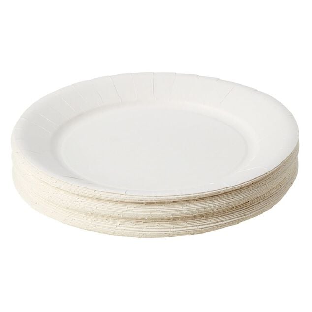 Lot de 50 assiettes en carton blanc Ø23 cm