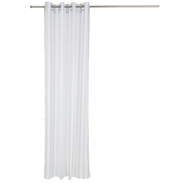 Voilage à oeillets imprimé bayadère bleu blanc 100% polyester 140x240cm