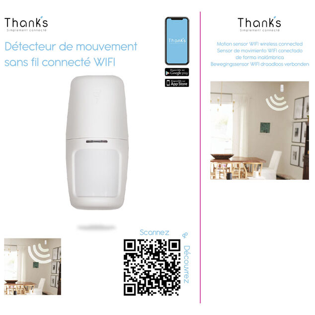 D&eacute;tecteur de mouvement sans fil connect&eacute; WIFI