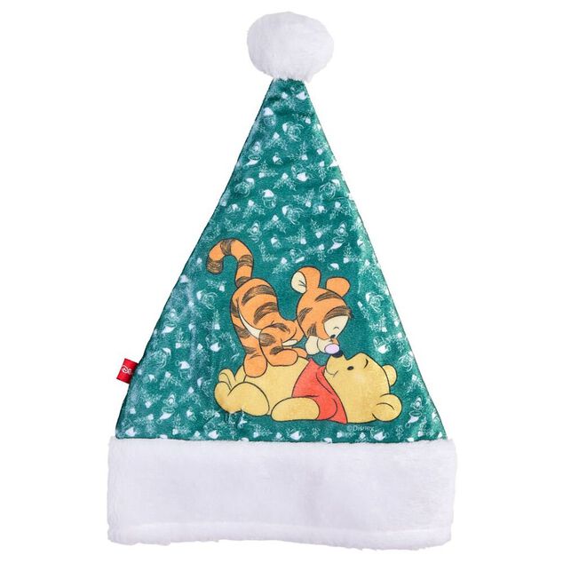 Bonnet de Noël Disney Winnie Tigrou vert et blanc 26xH34cm